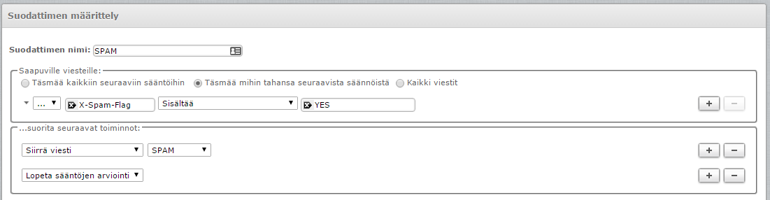 Suotimen määrittely